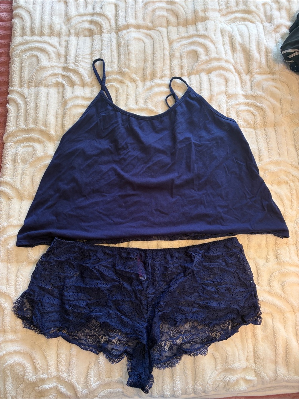 Adore Me Navy Lace Cami and Shorts Sleep Set